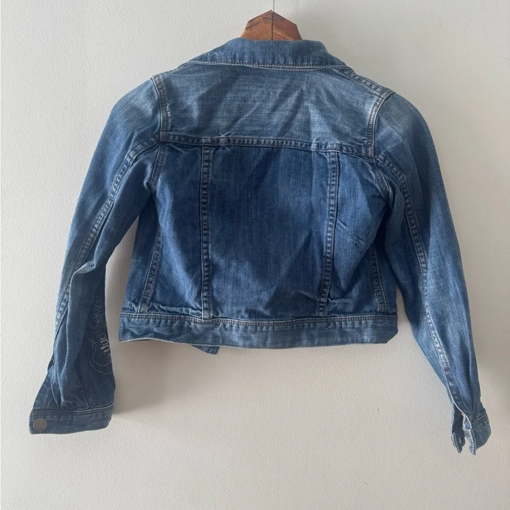 Gap Kids 1969‎ Denim Embroidered Boho Guitar Button Jean Jacket | Sz M, retro